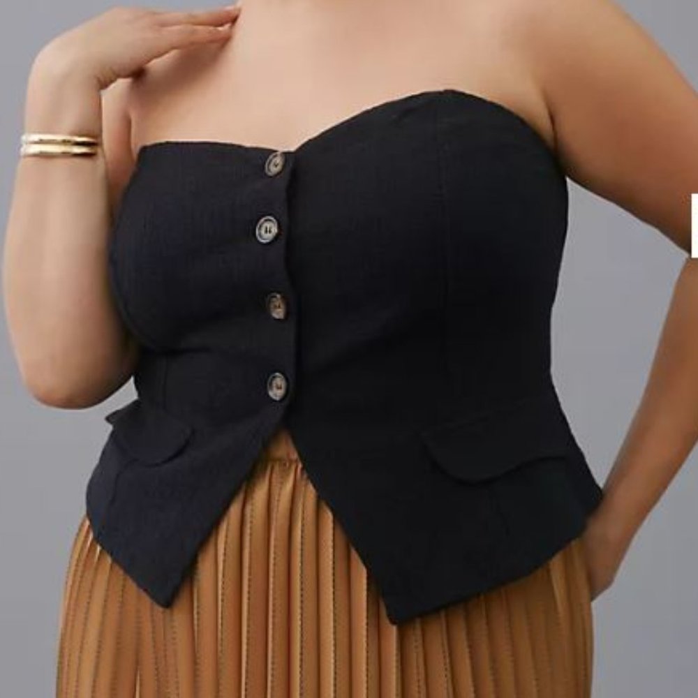 Anthropologie Black Tailored Corset Tube Top
